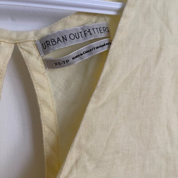 Butter Yellow Linen Sleeveless Babydoll Peplum Top - Picture 2 of 6